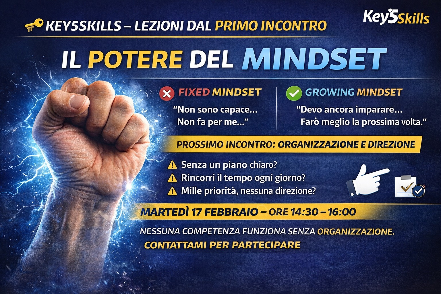 🔑 Key5Skills – Lezioni dal Primo Incontro: Il Potere del Mindset